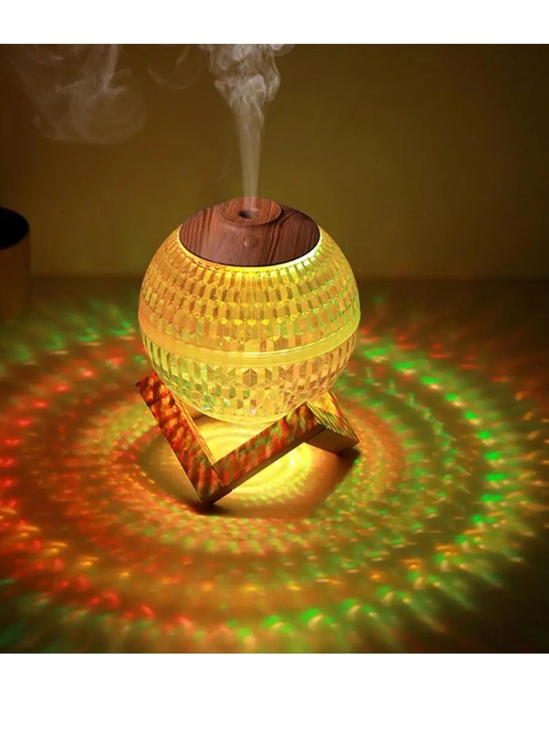 DIGI CORE Humidifiers For Bedroom RGB LED Mini Colorful Night Light Crystal Ball Humidifier 6H Auto-Off 450ml USB Type-C ed Silent Portable Nano Air Humidifier With Base For Bedroom Nursery Office - Image 1