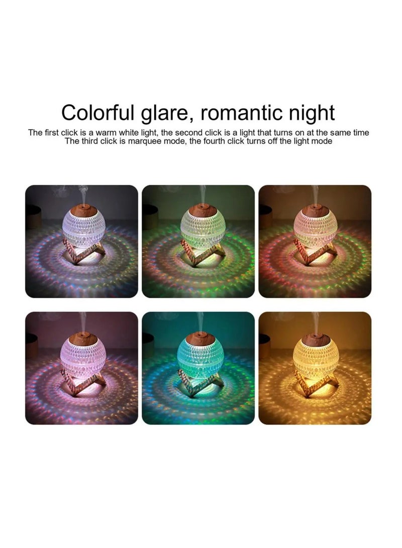 DIGI CORE Humidifiers For Bedroom RGB LED Mini Colorful Night Light Crystal Ball Humidifier 6H Auto-Off 450ml USB Type-C ed Silent Portable Nano Air Humidifier With Base For Bedroom Nursery Office - Image 3