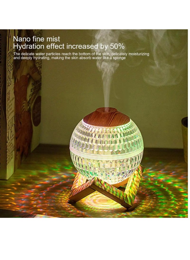 DIGI CORE Humidifiers For Bedroom RGB LED Mini Colorful Night Light Crystal Ball Humidifier 6H Auto-Off 450ml USB Type-C ed Silent Portable Nano Air Humidifier With Base For Bedroom Nursery Office - Image 4