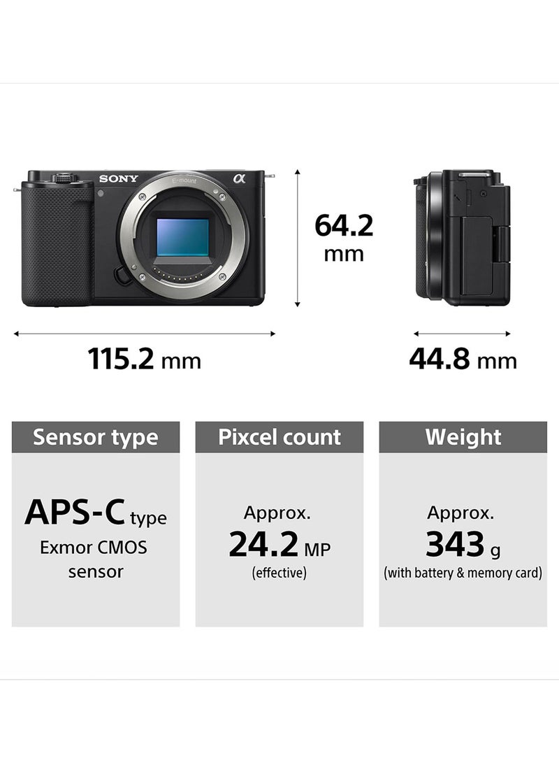 Sony Alpha ZV-E10 24.2 Mega Pixel Interchangeable-Lens Mirrorless vlog Camera, Made for Creators APS-C Sensor Advanced Autofocus Clear Audio & 4K Movie Recording (Body Only) – Black - Image 3
