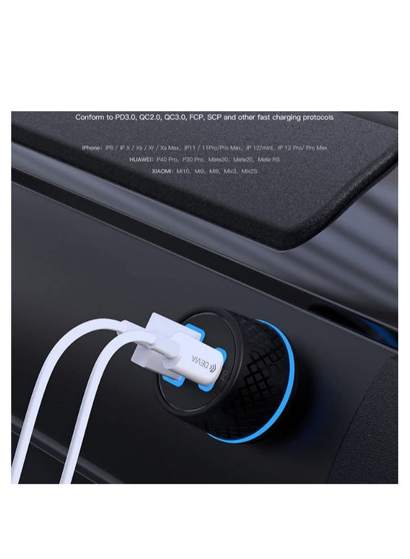 Devia Dual Socket USB + Type C 42.5W Fast Charging Extreme Speed Series Power Plug Adapter PD+QC Quick Car Charger - Image 3