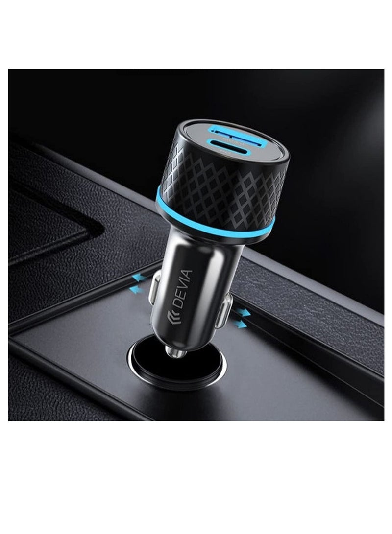 Devia Dual Socket USB + Type C 42.5W Fast Charging Extreme Speed Series Power Plug Adapter PD+QC Quick Car Charger - Image 2