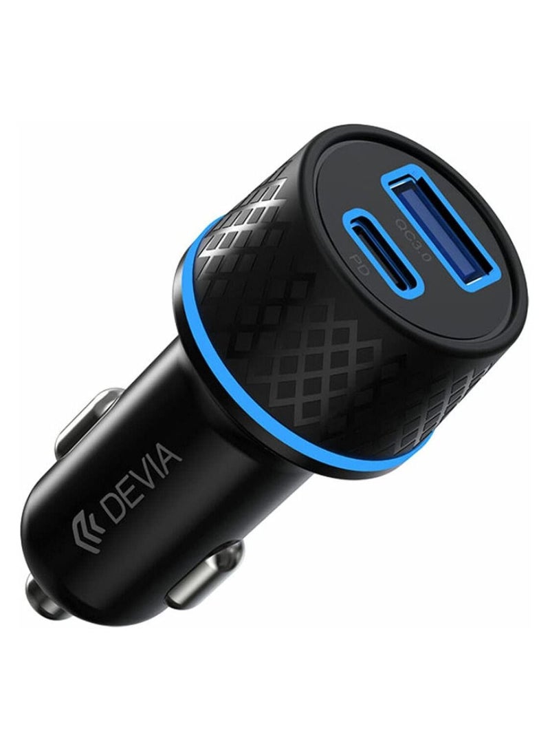 Devia Dual Socket USB + Type C 42.5W Fast Charging Extreme Speed Series Power Plug Adapter PD+QC Quick Car Charger - Image 1