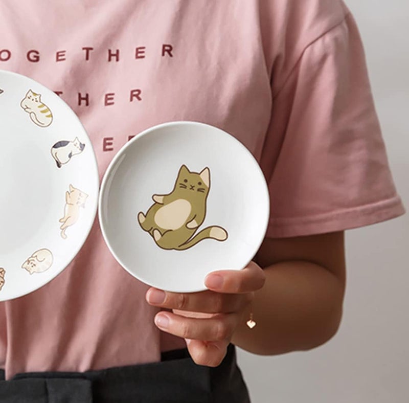 Mozacona 6pcs Ceramic Cat Appetizer Plates Sauce Dishes Dessert Dishes Seasoning Dishes - Image 3