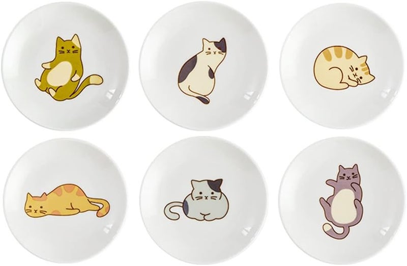 Mozacona 6pcs Ceramic Cat Appetizer Plates Sauce Dishes Dessert Dishes Seasoning Dishes - Image 1