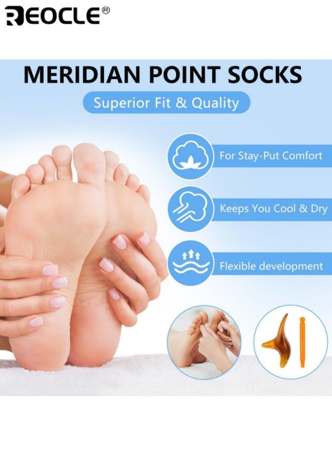 REOCLE Unisex Massage Socks Set with 2 Pcs Acupressure Tools Pressure Point Socks Foot Pain Relief and Full Body Relaxation Reflexology Socks for Men and Women - Image 2