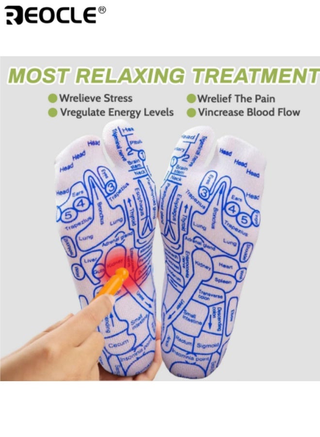 REOCLE Unisex Massage Socks Set with 2 Pcs Acupressure Tools Pressure Point Socks Foot Pain Relief and Full Body Relaxation Reflexology Socks for Men and Women - Image 4
