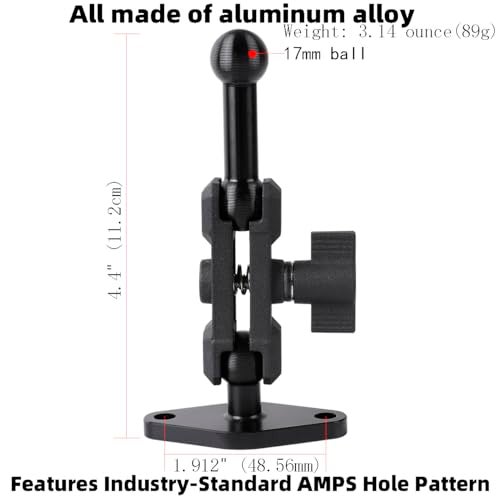 Leenconghui Aluminum AMPS to 17mm Ball Adapter with Extension Rod for Car Phone Holder Drill Mount Ball Plate Base Meets Industry Standard AMPS Hole PatternCompatible with Garmin GPS Nuvi Dezl Drive Zumo RV - Image 3