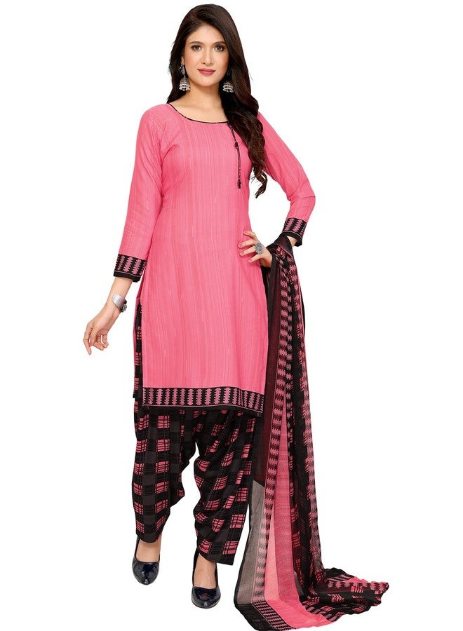 Yashika Women's Printed Dress Material - Unstitched Crepe Fabric Kurti, Pants & Dupatta Set (AZ-YS-P1-NILU PINK), Customizable Length - Image 1