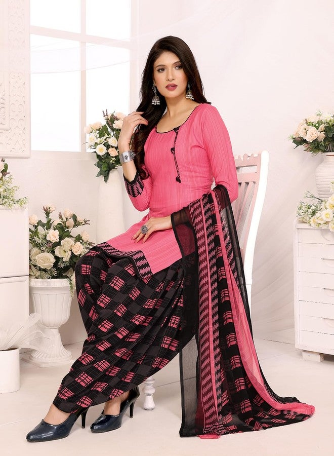 Yashika Women's Printed Dress Material - Unstitched Crepe Fabric Kurti, Pants & Dupatta Set (AZ-YS-P1-NILU PINK), Customizable Length - Image 3