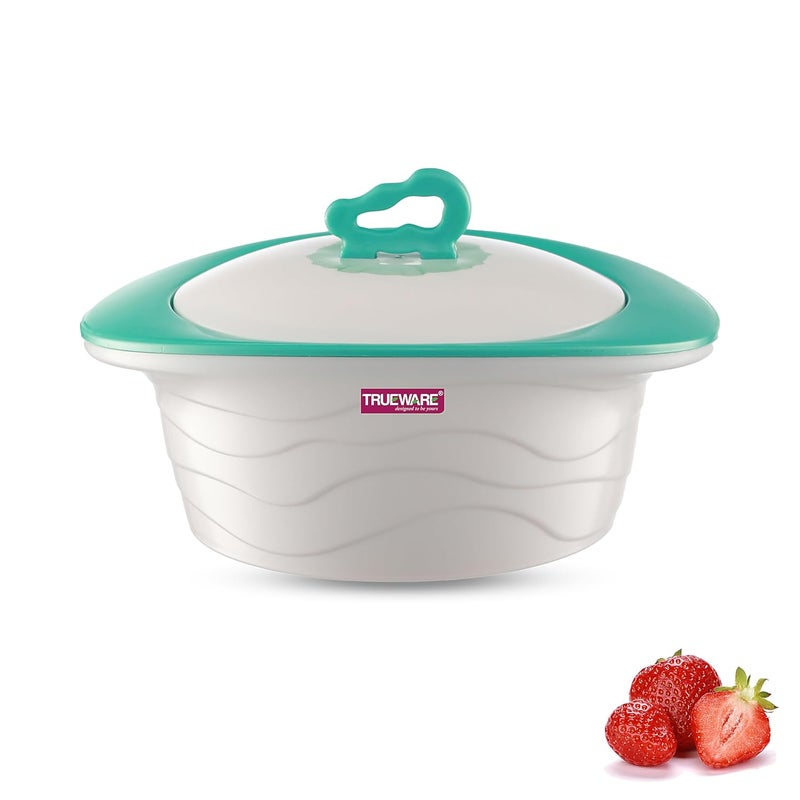 Trueware Trueware Zinna Impulse Inner Steel Casserole 2000 ml White Blue PU Insulated BPA Free Food Grade Easy to Carry Easy to Store Ideal for Chapatti Roti Curd Maker Hot Pot  - Image 1