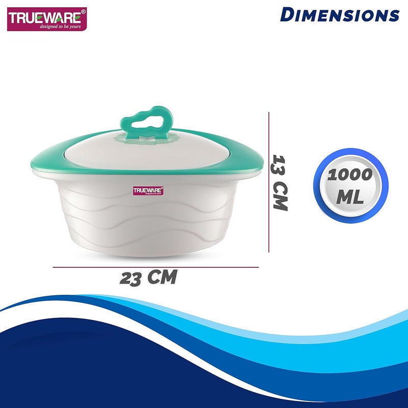 Trueware Trueware Zinna Impulse Inner Steel Casserole 2000 ml White Blue PU Insulated BPA Free Food Grade Easy to Carry Easy to Store Ideal for Chapatti Roti Curd Maker Hot Pot  - Image 2