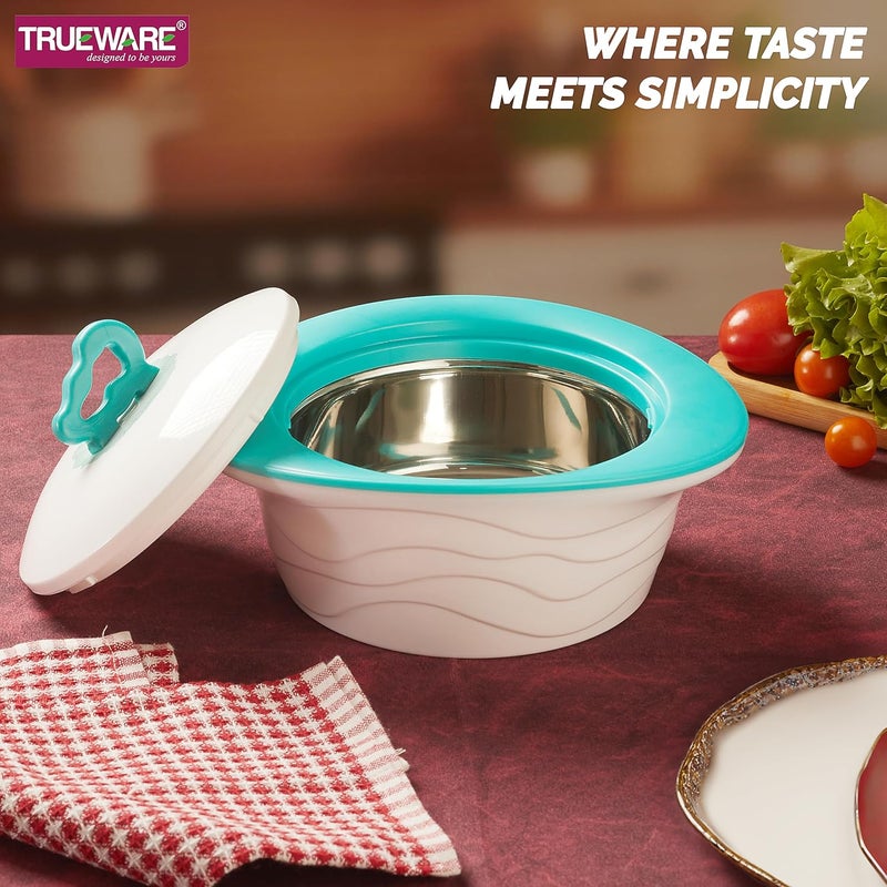 Trueware Trueware Zinna Impulse Inner Steel Casserole 2000 ml White Blue PU Insulated BPA Free Food Grade Easy to Carry Easy to Store Ideal for Chapatti Roti Curd Maker Hot Pot  - Image 5