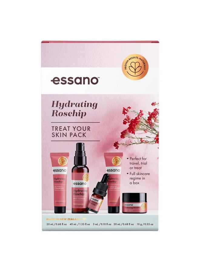 Essano Rosehip Oil Skin Care Set, Treat Your Skin Travel Size Pack Includes Face Cleanser, Mist Toner, Rosehip Oil, Face Moisturizer & Night Cream with Rosehip Oil, Jojoba Oil, Aloe Vera & Shea Butter - Image 1
