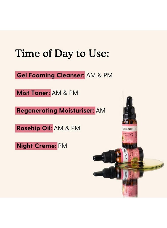 Essano Rosehip Oil Skin Care Set, Treat Your Skin Travel Size Pack Includes Face Cleanser, Mist Toner, Rosehip Oil, Face Moisturizer & Night Cream with Rosehip Oil, Jojoba Oil, Aloe Vera & Shea Butter - Image 2