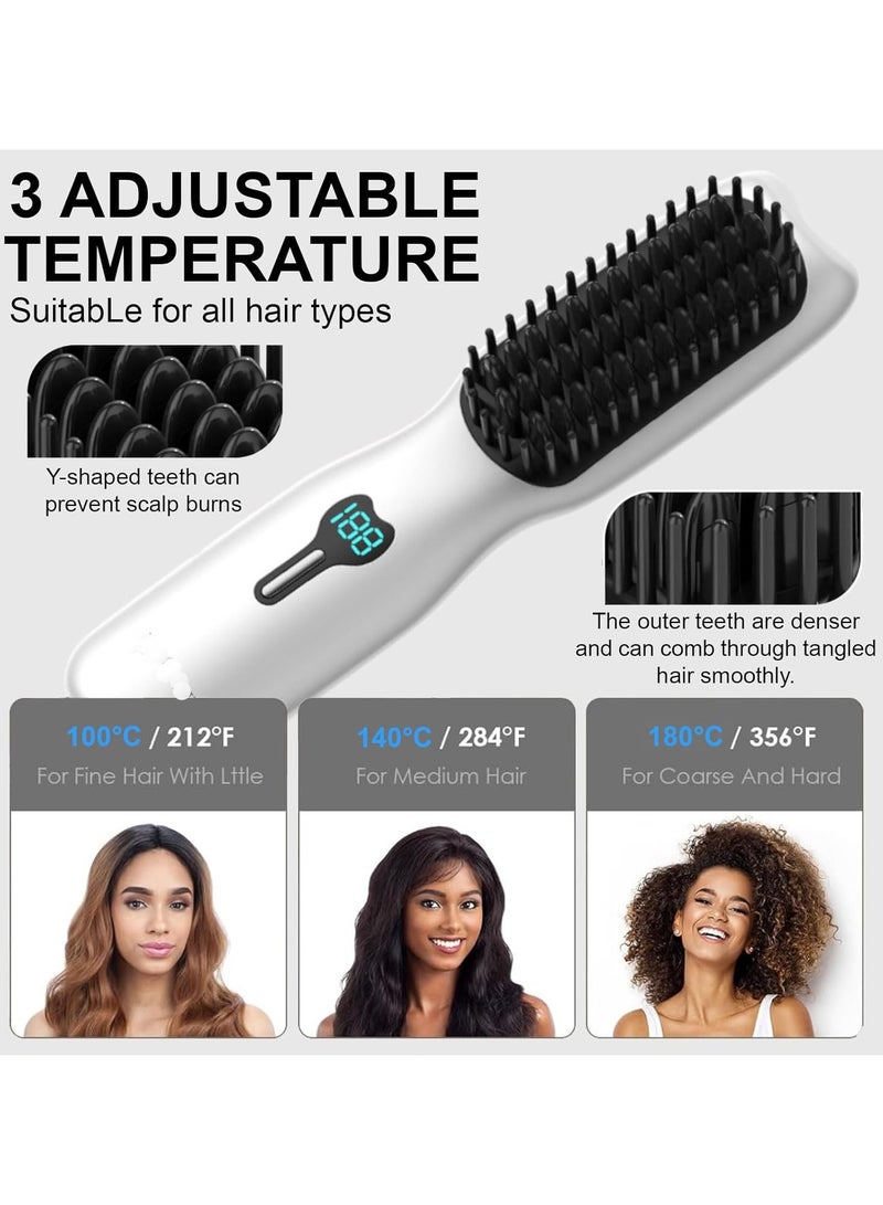 general Hair Straightener Brush - 20s Fast Heating Portable Cordless Hair Straightener with Ceramic Thermostat and Anti-scald Design Rechargeable Negative Ion Hair Straightener - Gift for Women - Image 2