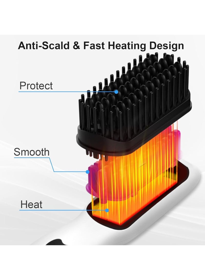 general Hair Straightener Brush - 20s Fast Heating Portable Cordless Hair Straightener with Ceramic Thermostat and Anti-scald Design Rechargeable Negative Ion Hair Straightener - Gift for Women - Image 5