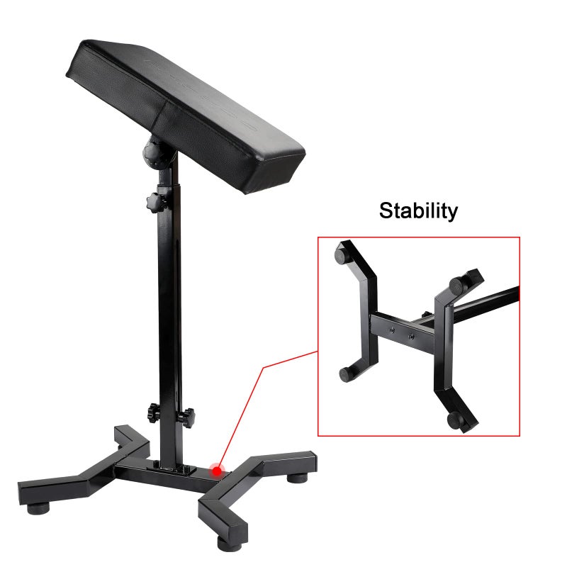 Solong Tattoo Armrest and Legrest with Thicken Tattoo Pad 180Â° Rotation Adjustable Height Tattoo Armrest Stand Studio Chair Frame Non-Slip Base Square Black Leather TA221 - Image 4