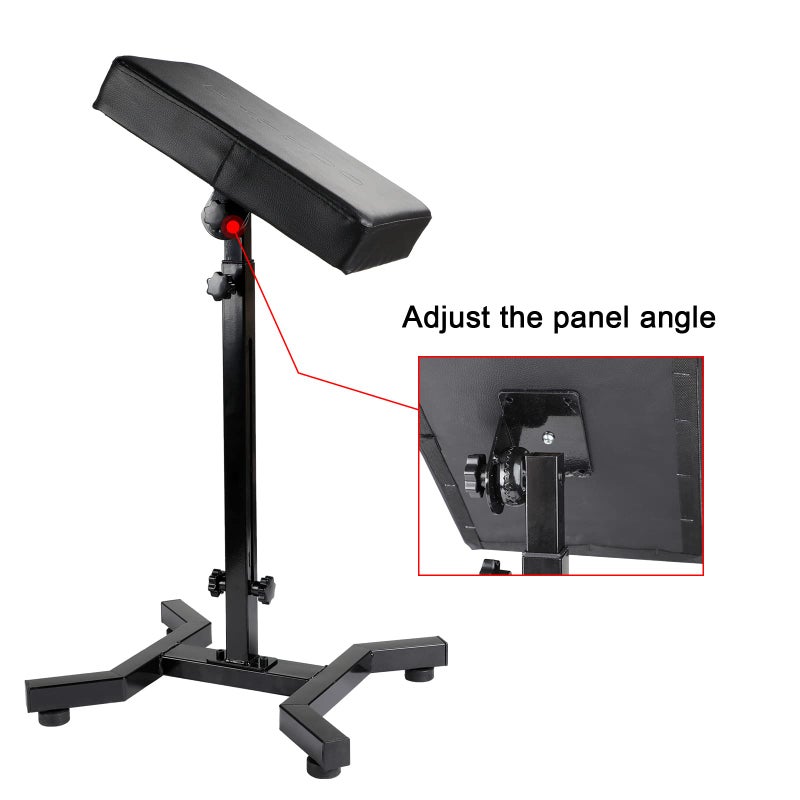 Solong Tattoo Armrest and Legrest with Thicken Tattoo Pad 180Â° Rotation Adjustable Height Tattoo Armrest Stand Studio Chair Frame Non-Slip Base Square Black Leather TA221 - Image 2