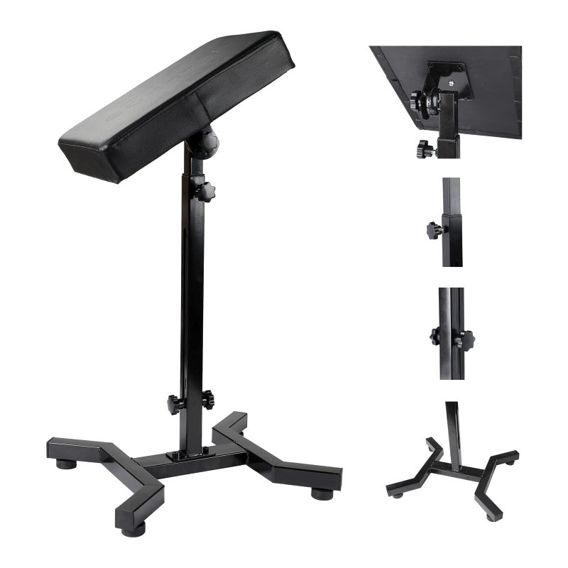 Solong Tattoo Armrest and Legrest with Thicken Tattoo Pad 180Â° Rotation Adjustable Height Tattoo Armrest Stand Studio Chair Frame Non-Slip Base Square Black Leather TA221 - Image 1