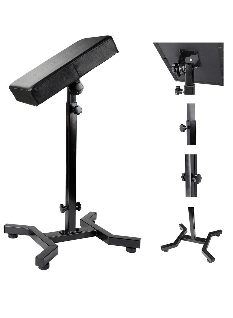 solong tattoo Solong Tattoo Armrest Stand and Legrest with Thicken Tattoo Pad 23 * 35 * 6cm, 180° Rotation Adjustable Height Chair Frame Non-Slip Base Square Black Leather TA221 - Image 1
