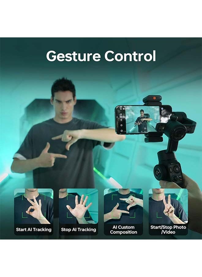 Zhiyun - ZHIYUN Smooth 5S AI Pro Gimbal Stabilizer for Smartphone 3-Axis Phone Gimbal with AI Tracker, Magnetic/Built-in Fill Light, Storage Bag, iPhone Stabilizer for Video Recording Filming Vlogging - Image 1