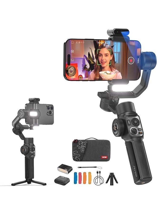 Zhiyun - ZHIYUN Smooth 5S AI Pro Gimbal Stabilizer for Smartphone 3-Axis Phone Gimbal with AI Tracker, Magnetic/Built-in Fill Light, Storage Bag, iPhone Stabilizer for Video Recording Filming Vlogging - Image 1