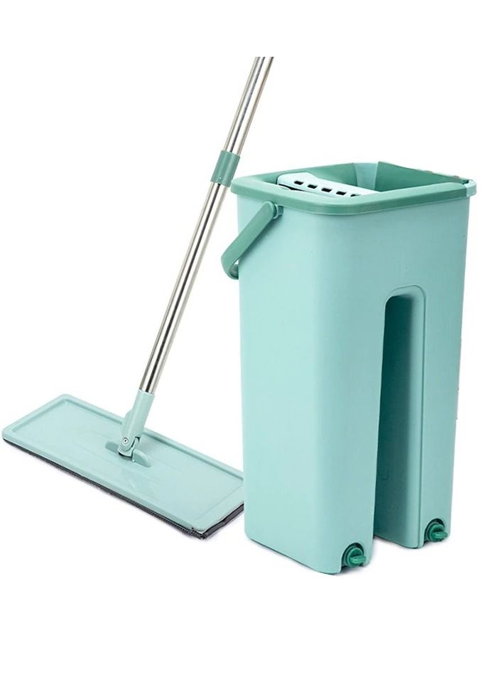 Scratch Flat Squeeze Mop Bucket Home Cleaning 360 Degree Rotates Microfiber 2 Mop Pads  - Image 3