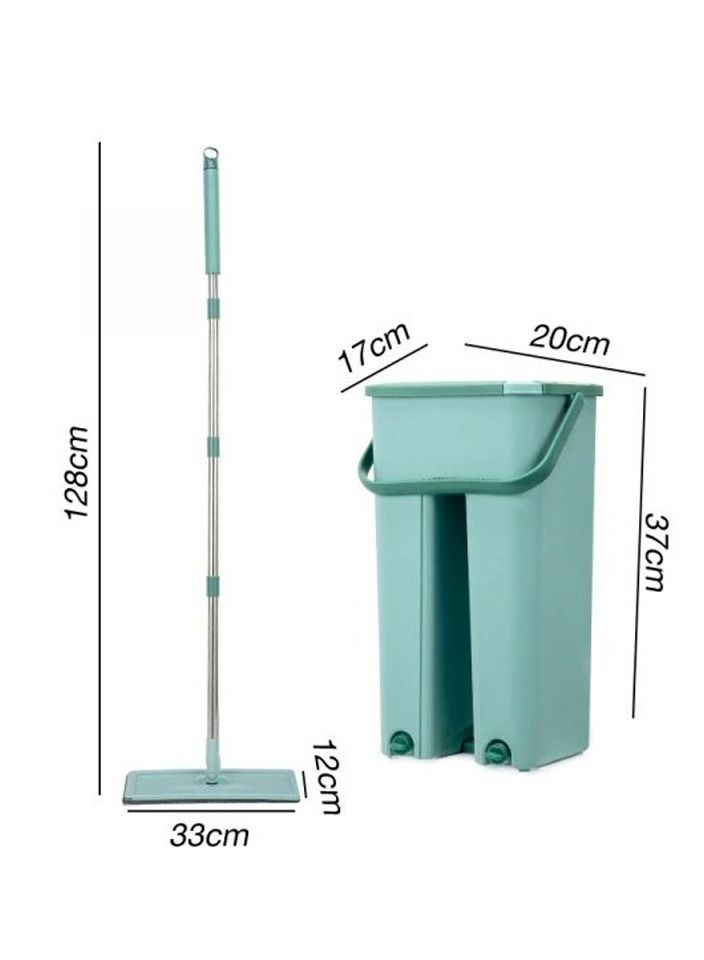 Scratch Flat Squeeze Mop Bucket Home Cleaning 360 Degree Rotates Microfiber 2 Mop Pads  - Image 2