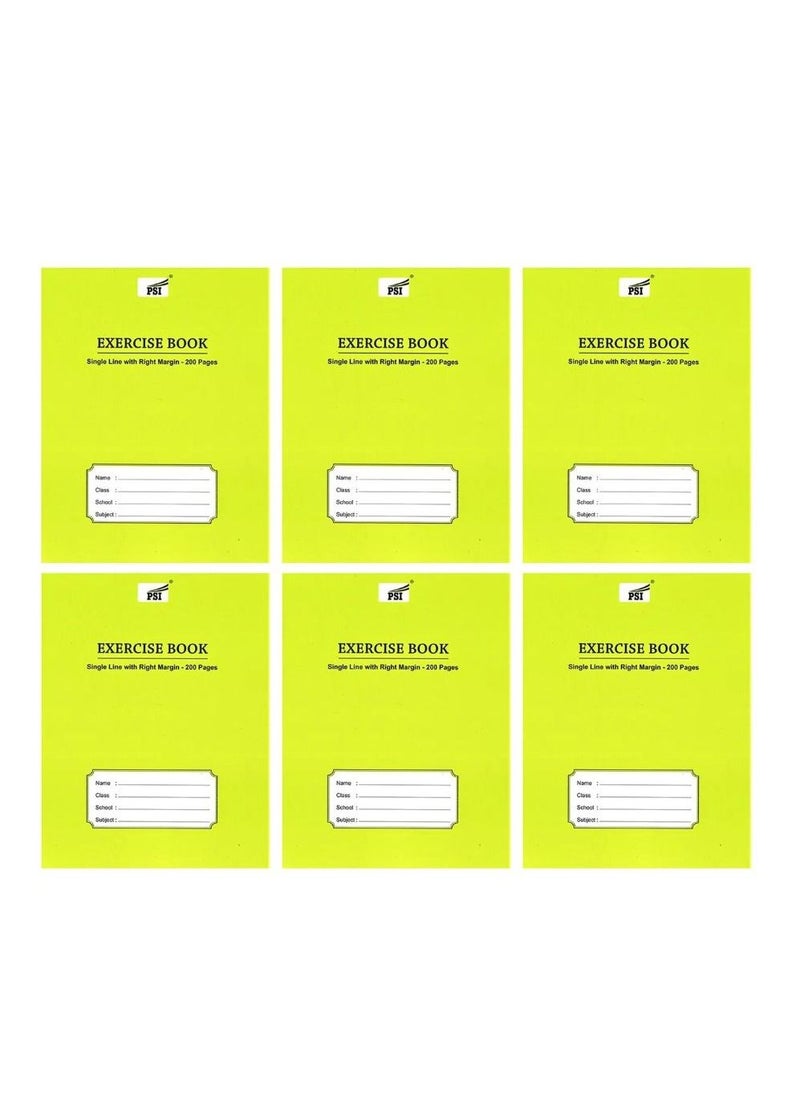 Psi 6-Piece Exercise Note Book Single Line Right Margin 200 Pages  - Image 2