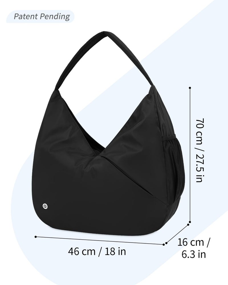 Ceneda Large Gym Bag for Women Sports Duffel Bag with Hidden Yoga Mat Holder & Shoe Compartment Workout Dance Tote Bag with Wet Pocket Overnight Weekender Bag (Black) - Image 2
