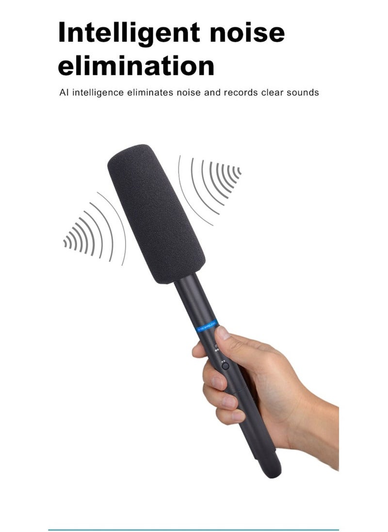 Generic Wireless interview microphone Mobile SLR camera dedicated to news reporters outdoor street noise cancelling handheld microphone (Lighting)  - Image 3