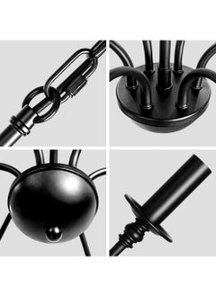 رات سو 6 ثريات مزرعة بإضاءة سوداء كلاسيكية بتصميم شموع للإضاءة المعلقة للسقف، مناسبة لغرفة المعيشة والمطبخ وغرفة الطعام  - Image 5