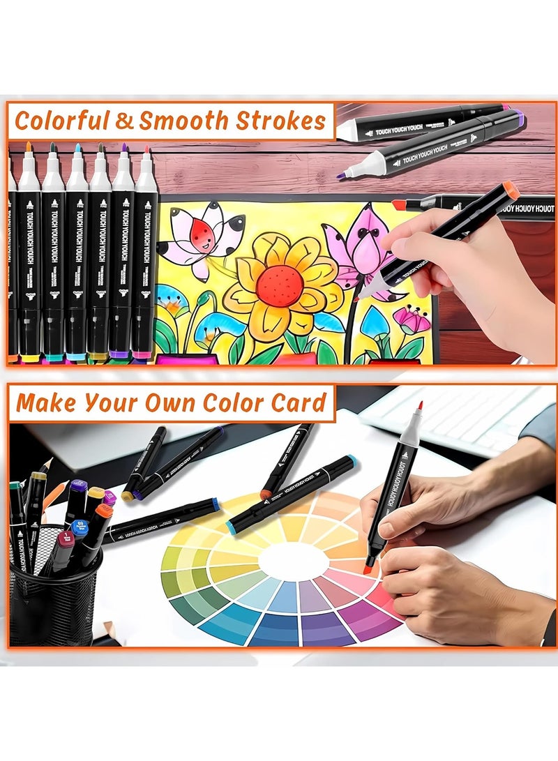 Touch Twisoo Dual Tip Art Markers with Carrying Case – Odorless & Non-Toxic Twin Head Permanent Colouring Marker Pens for Kids, Adults & Beginners for Painting, Sketching, Drawing, Calligraphy (24 Pcs) - Image 4