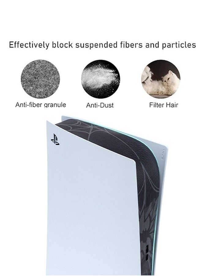Colorskin Dust Cover Net for PS5 Console PS5 Heatsink Barrier Pets Hair Anti-dust Cover Dustproof Playstation 5 Optical PVC Drive Version/Digital Version Game Console Traceless Sticker Accessories(Spider Black）  - Image 2