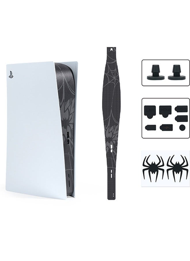 Colorskin Dust Cover Net for PS5 Console PS5 Heatsink Barrier Pets Hair Anti-dust Cover Dustproof Playstation 5 Optical PVC Drive Version/Digital Version Game Console Traceless Sticker Accessories(Spider Black）  - Image 1