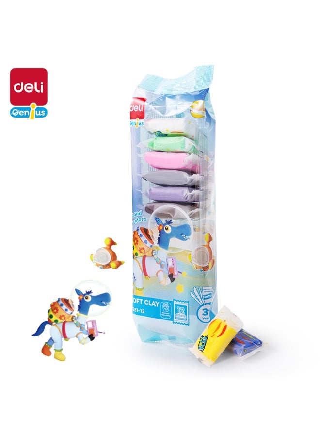 ديلي طين تشكيل ناعم يجف بالهواء 12 لون للأطفال للأعمال الفنية والحرف اليدوية - Image 1