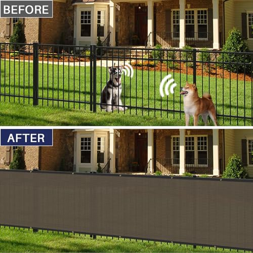 Windscreen4less Privacy Fence Screen Heavy Duty Windscreen Fencing Mesh Fabric Shade Net Cover with Brass Grommtes for Outdoor Wall Garden Yard Pool Deck, 6'x50' Brown - Image 2