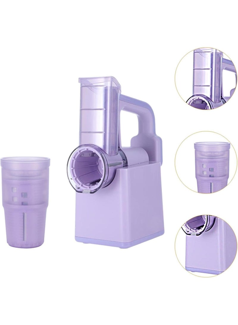 Wireless Electric Salad Maker & Vegetable Slicer - 3-in-1 Multifunctional Drum Chopper with 3 Interchangeable Stainless Steel Blades - Portable Fruit & Cheese Grater with 2000mAh Rechargeable Battery (Purple) - Image 3