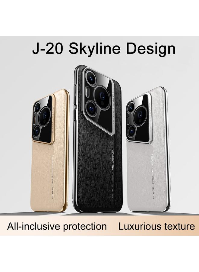 زبون جراب هاتف Huawei Pura 70 Ultra J-20 مصنوع من الجلد بتصميم Skyline مع تغطية كاملة - Image 2