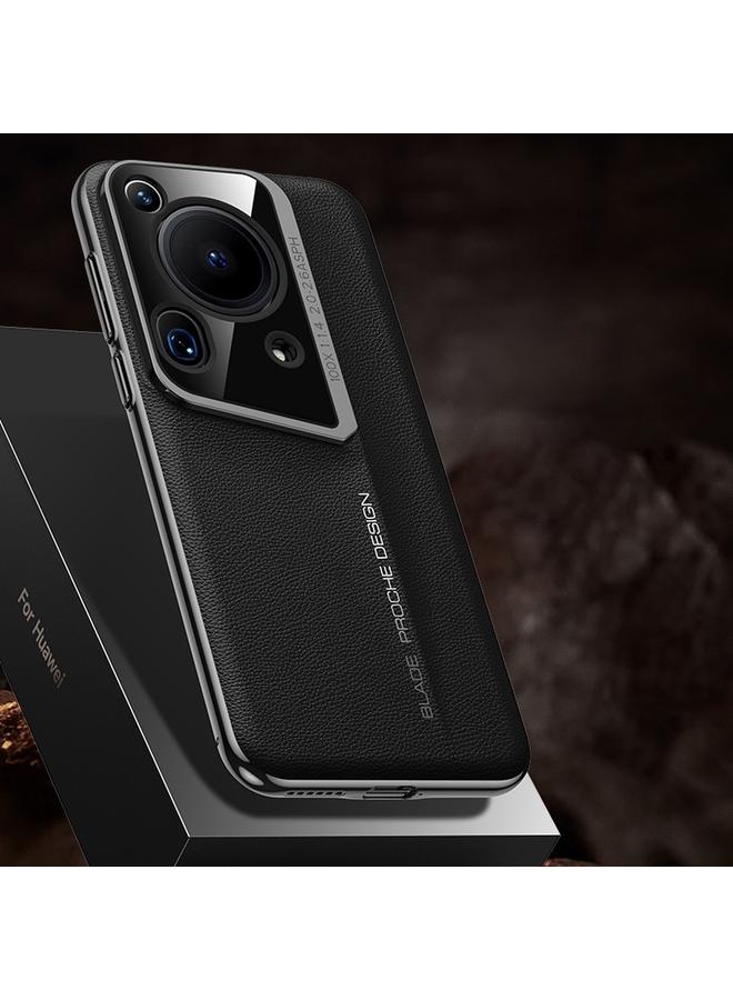 زبون جراب هاتف Huawei Pura 70 Ultra J-20 مصنوع من الجلد بتصميم Skyline مع تغطية كاملة - Image 1
