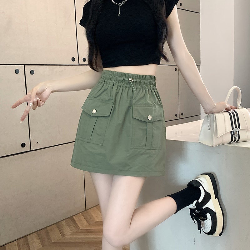 American Style Workwear Skirt Women'S Summer Design Sense Loose High Waist Anti-Walking Hip A- Line Skirt Pants - Image 1