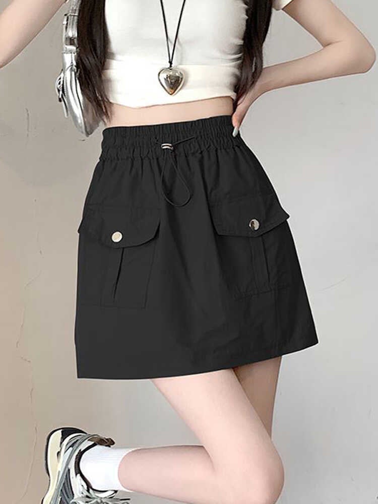 American Style Workwear Skirt Women'S Summer Design Sense Loose High Waist Anti-Walking Hip A- Line Skirt Pants - Image 3