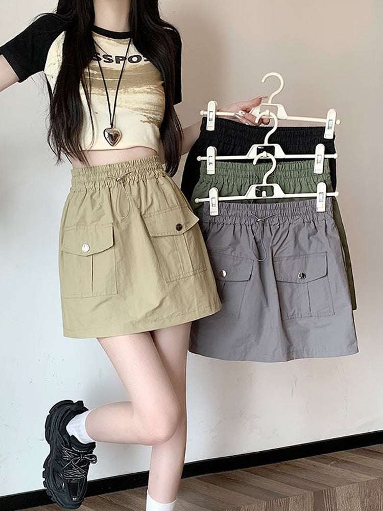 American Style Workwear Skirt Women'S Summer Design Sense Loose High Waist Anti-Walking Hip A- Line Skirt Pants - Image 4