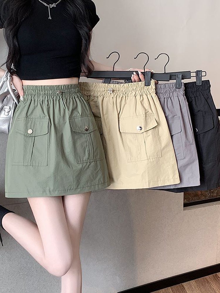 American Style Workwear Skirt Women'S Summer Design Sense Loose High Waist Anti-Walking Hip A- Line Skirt Pants - Image 2