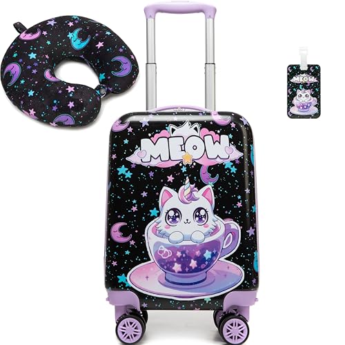 Inprof Kid’s Luggage Set 2 Piece Suitcase Set 16’’ Hardside Luggage with Spinner Wheels Girls Carry on Toddler Luggage Travel Rolling Luggage Airline Approved - Image 1