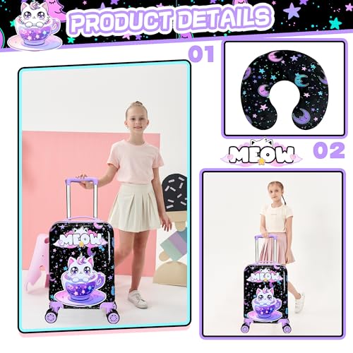 Inprof Kid’s Luggage Set 2 Piece Suitcase Set 16’’ Hardside Luggage with Spinner Wheels Girls Carry on Toddler Luggage Travel Rolling Luggage Airline Approved - Image 3