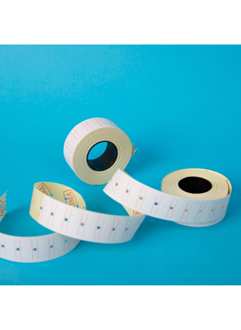 بريما ملصقات تسعير رول إيطالي 21x12 ملم - عبوة 20 لفة، سطر واحد أبيض، لاصق عالي التحمل للتثبيت السريع، سهلة التمزق ومتوافقة مع أدوات التسعير المختلفة للاستخدام التجاري - Image 3