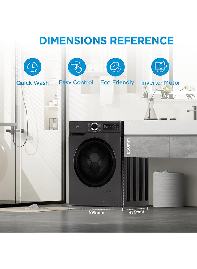 Midea 7Kg Front Load Washing Machine,1200 RPM, Power Mix with Drum Clean, 15 Programs, BLDC Inverter Motor, Titanium 7 kg MF110W70B/T-GCC Titanium - Image 4
