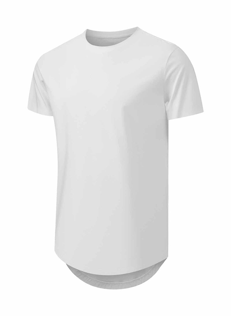 JMIERR Men's 3 Pack Cotton Hipster Hip Hop Longline Crewneck T-Shirt, Short Sleeve Gym Workout Athletic T Shirts for Men Pack,XL, Black/White/Light Grey - Image 3